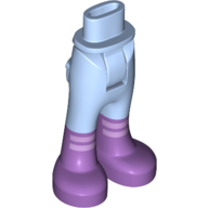 Mini Doll Hips and Trousers with Back Pockets with Medium Lavender Boots with Lavender Straps Pattern - Thick Hinge
