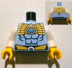 Torso Chima Muscles Outline and Gold Belt and Shoulder Plate Pattern Front and Back / White Arms / Yellow Hands