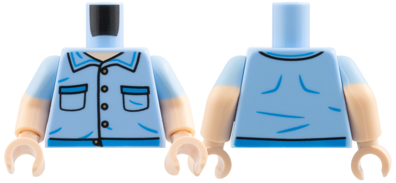 Bright light blue button-up shirt torso