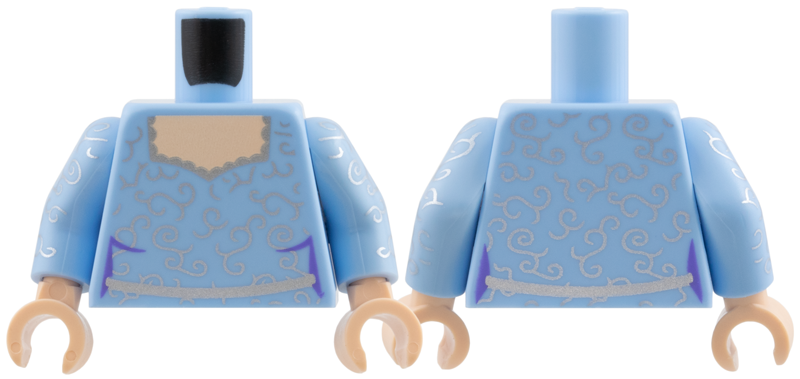 Bright light blue torso with silver filigree and belt