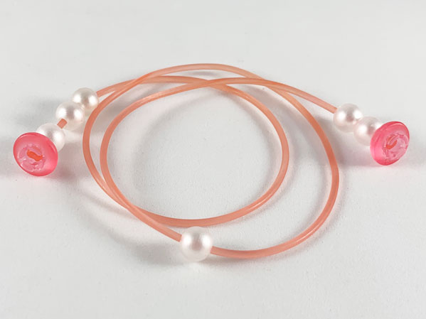 Clikits Cord, Jelly String 384mm with 2 (Same Color) Caps Top Attachment with Pearl White Beads