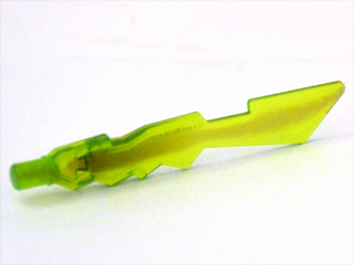 Minifigure, Weapon Sword Blade with Jagged Edges and Bar End with Marbled Trans-Brown Pattern