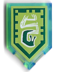 Tile, Modified 2 x 3 Pentagonal with Nexo Power Shield Pattern - Slime Slugs