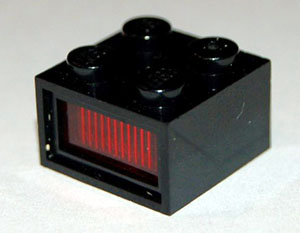 Electric, Light Brick 12V 2 x 2 with 3 Plug Holes, Trans-Red Diffuser Lens