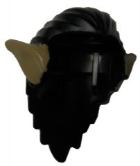 Minifigure, Hair Long and Combed Back with Dark Tan Pointed Ears Pattern