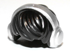 Minifigure, Hair Short Tousled with Silver Headphones / Earmuffs Pattern