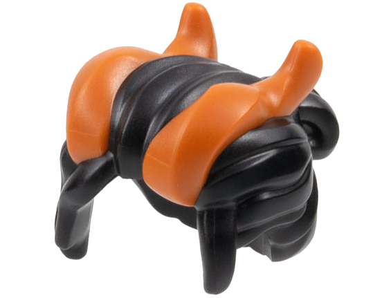 Minifigure, Hair with Side Bangs and Bun with Molded Dark Orange Horns Pattern