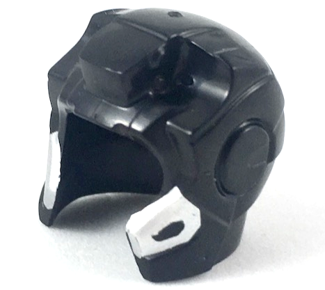 Minifigure, Headgear Helmet Space with Open Face and Top Hinge with Silver Cheek Panels Pattern