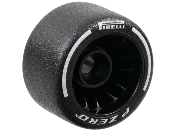 Wheel 24 x 14.9 with Pin Hole with Molded Black Hard Rubber Tire and Printed White 'PIRELLI', 'P ZERO' and Arcs Pattern
