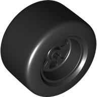 Wheel 50 x 30 with Axle Hole and 6 Holes with Molded Black Hard Rubber Tire