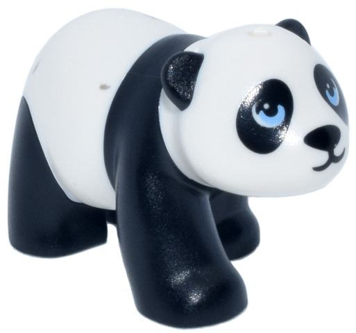 Panda, Friends Style with Molded White Head and Body and Printed Black Nose and Eye Patches and Bright Light Blue Eyes Pattern (Lan Lan)