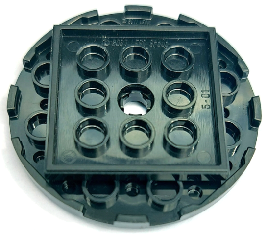 Turntable 6 x 6 x 2/3 with Black Square Base, Free-Spinning (11213 / 61485)