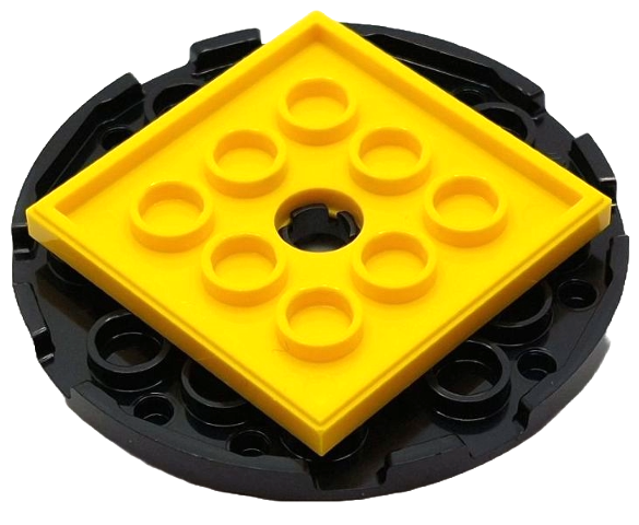 Turntable 6 x 6 x 2/3 with Yellow Square Base, Free-Spinning (11213 / 61485)