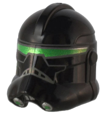 Minifigure, Headgear Helmet SW Clone Trooper (Phase 2) with Green, Silver, and Light Bluish Gray Visor and Vents Pattern (Crosshair)