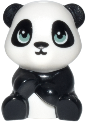 Panda, Friends Style, Baby Cub, Sitting with Molded White Head and Body and Printed Black Nose and Eye Patches and Sand Green Eyes Pattern (Qui Qui)