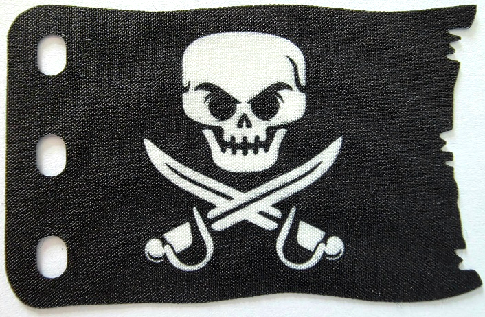 Cloth Flag 7 x 5 Jagged Edge with Skull and Crossed Cutlasses (Jolly Roger) Pattern on Both Sides
