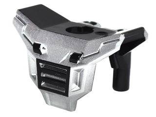 Minifigure Armor Space with Square Shoulder Protection with Metallic Silver and Black Grille Pattern