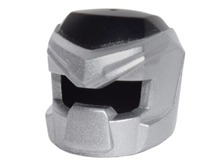 Minifigure, Headgear Helmet Space with Open Visor Small with Metallic Silver Pattern