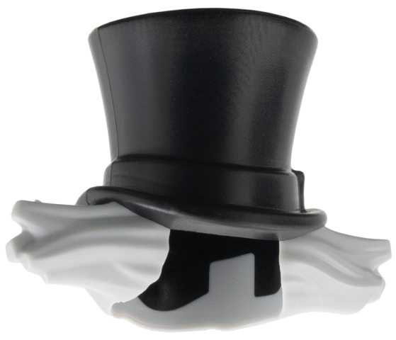Minifigure, Headgear Hat, Top Hat Large with Molded Light Bluish Gray Hair Pattern