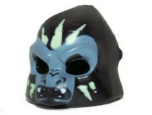 Minifigure, Headgear Mask Gorilla with Sand Blue Face, White Fangs, and Yellowish Green Face Paint, Open Mouth Pattern
