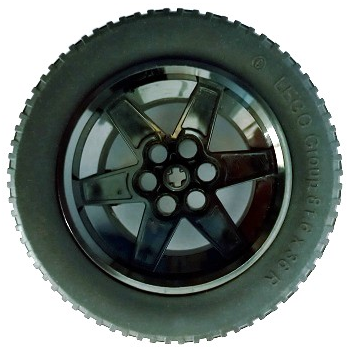 Wheel 56mm D. x 34mm Technic Racing Medium, 6 Pin Holes with Black Tire 81.6 x 36 R Technic Straight Tread (15038 / x1825)
