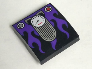 Slope, Curved 2 x 2 x 2/3 with Cat Ears Speedometer and Dark Purple Flames Pattern