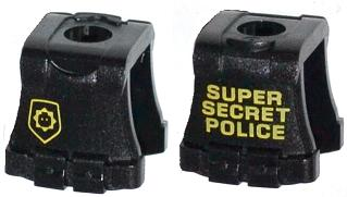 Minifigure Vest Body Armor with Minifigure Head Badge and 'SUPER SECRET POLICE' Pattern