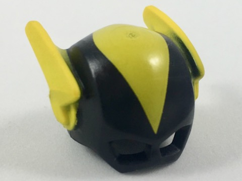 Minifigure, Headgear Mask Black Vulcan with Yellow Middle and Wings Pattern