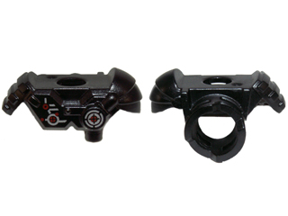 Minifigure Armor Shoulder Pads with Scabbard for 2 Katanas and Mechanical Components with Dark Red Dots Pattern