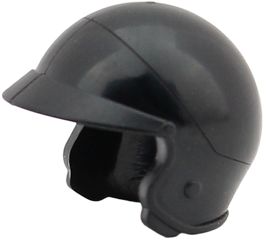 Minifigure, Headgear Helmet Motorcycle Open Face with Visor in Black