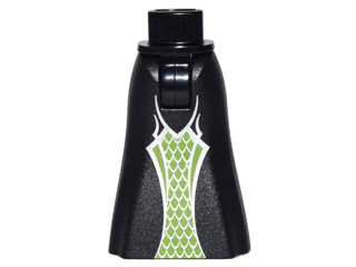 Mini Doll Hips and Skirt Full Length with Lime and Silver Diamond Inset Pattern - Thick Hinge