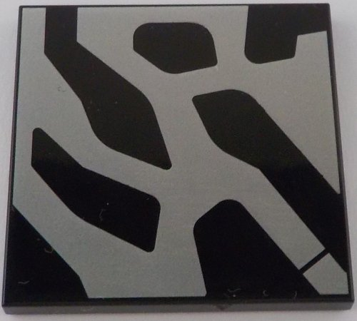 Tile 4 x 4 with Silver Markings Pattern Model Right Side (SW Kylo Ren Helmet)