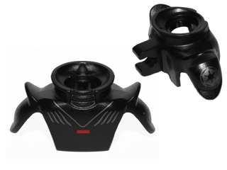 Minifigure Armor Shoulder Pads Pointed with Tall Neck Protection and Clip on Back with Silver and Red Stripes and SW Imperial Logo on Shoulders Pattern