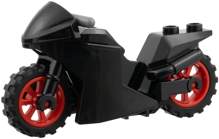 Motorcycle Sport Bike with Black Frame, Red Wheels and Dark Bluish Gray Handlebars