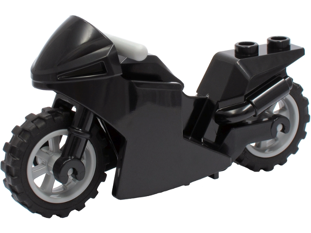 Motorcycle Sport Bike with Black Frame, Light Bluish Gray Wheels and Light Bluish Gray Handlebars