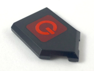 Tile, Modified 2 x 3 Pentagonal with Red Power Symbol on Dark Red Background Pattern