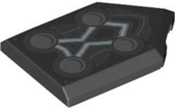 Tile, Modified 2 x 3 Pentagonal with 4 Circles and Blue Energy Lines Pattern