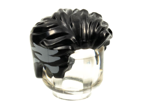 Minifigure, Hair Swept Left Tousled with Slight Widow's Peak and Short Sideburns with Light Bluish Gray Streaks on Sides Pattern