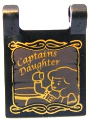 Flag 2 x 2 Square with Gold 'Captains Daughter' and Waving Minifigure Pattern on Both Sides
