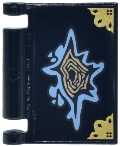 Minifigure, Utensil Book Cover with Large Sand Blue and Dark Tan Tear and Gold Corner Covers Pattern