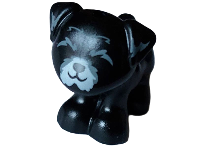 Dog, Friends Style, Pug, Standing with Light Bluish Gray Muzzle and Dark Bluish Gray Ears and Closed Eyes Pattern (Dash)