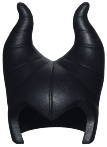 Minifigure, Headgear Head Top with Widow's Peak and 2 Large Curved Segmented Horns (Maleficent) - Flexible Rubber