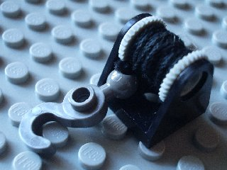 String Reel 2 x 2 Complete with Black String Thin and Dark Gray Hook with Tow Ball (2585 / 2584 / x77a / 30395)