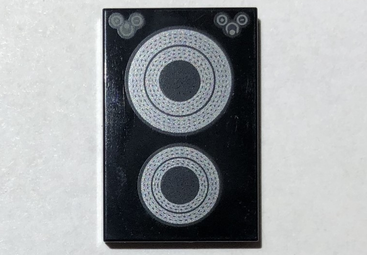 Tile 2 x 3 with Silver Concentric Circles Stove Plate Pattern