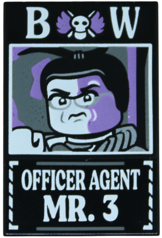 Tile 2 x 3 with Dossier with White 'BW Officer Agent Mr. 3' Pattern