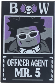 Tile 2 x 3 with Dossier with White 'BW Officer Agent Mr. 5' Pattern