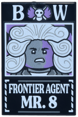 Tile 2 x 3 with Dossier with White 'BW Frontier Agent Mr. 8' Pattern