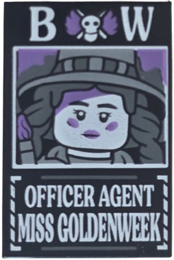 Tile 2 x 3 with Dossier with White 'BW Officer Agent Miss Goldenweek' Pattern