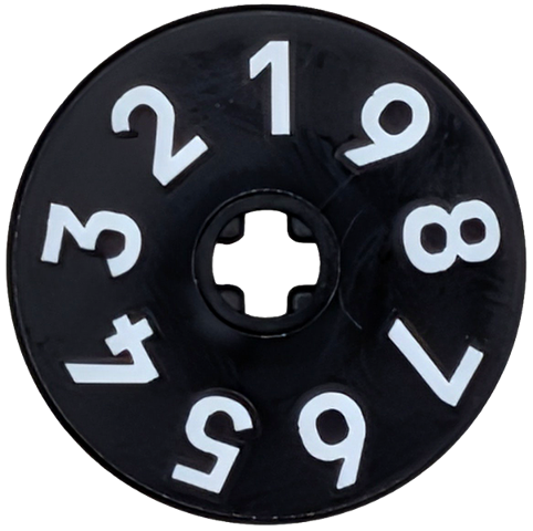 Technic, Disk 3 x 3 with White Numbers 1 to 9 Pattern in Black
