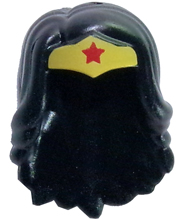 Mini Doll, Hair Friends Long Wavy with Gold Tiara and Red Star Pattern (Wonder Woman)